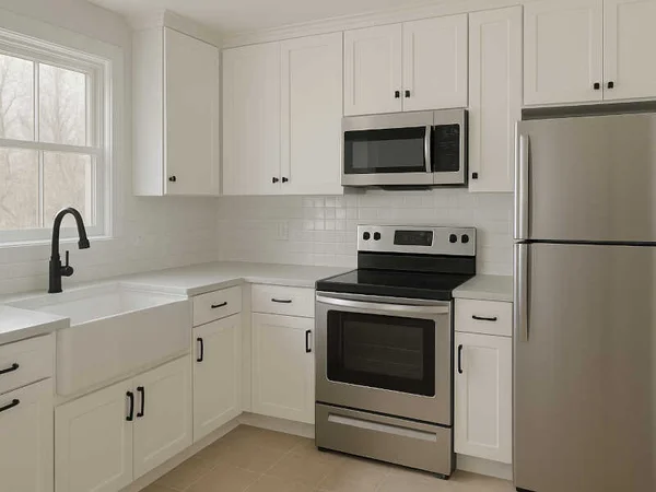 Modern bathroom with new plumbing fixtures and tilework