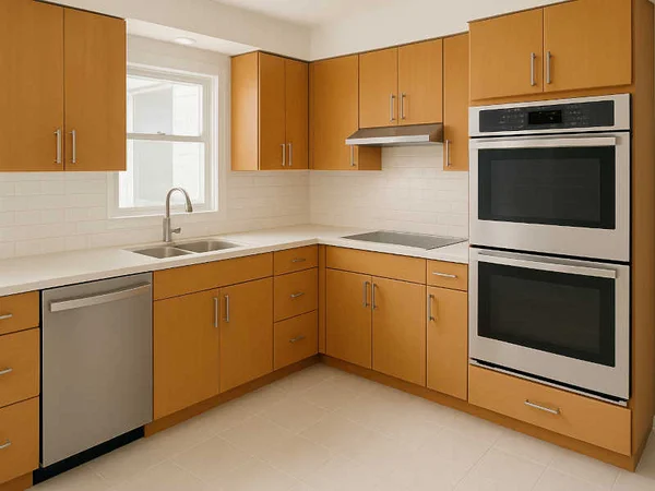 New kitchen sink with modern fixtures and dishwasher hookup